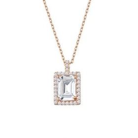 Gumush T5154 PB Rose Baget Taşlı Yıldız Gümüş Kolye
