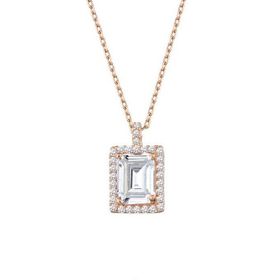 Gumush T5154 PB Rose Baget Taşlı Yıldız Gümüş Kolye