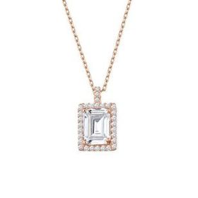 Gumush T5154 PB Rose Baget Taşlı Yıldız Gümüş Kolye