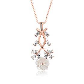 Gumush T5157 Gümüş Rose Beyaz Bahar Çiçeği Kolye