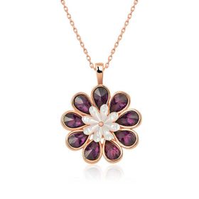Gumush T5213 Gümüş Rose Erguvan Çiçeği Kolye
