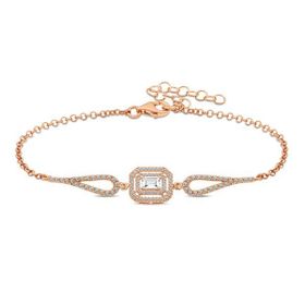 Gumush T5238 PB Rose Dikdörtgen Baget Gümüş Bileklik