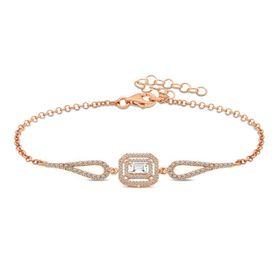 Gumush T5238 PB Rose Dikdörtgen Baget Gümüş Bileklik