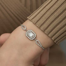 Gumush T5239 PB Dikdörtgen Baget Gümüş Bileklik