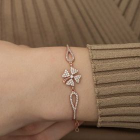 Gumush T5244 PB Rose Yonca Gümüş Bileklik