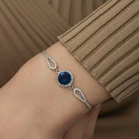 Gumush T5251 PB Safir Gümüş Bileklik