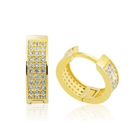 Gumush T5266 PB Gold Sıra Taşlı Halka Gümüş Küpe