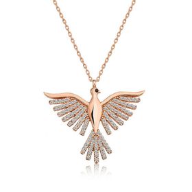 Gumush T5318 Rose Zümrüd-Ü Anka Kuşu Kadın Gümüş Kolye