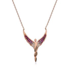 Gumush T5320 Rose Kanatlı Melek Kadın Gümüş Kolye