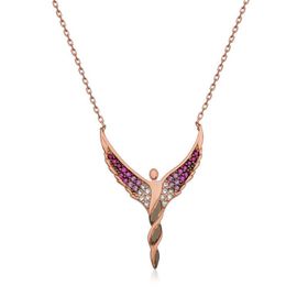 Gumush T5320 Rose Kanatlı Melek Kadın Gümüş Kolye