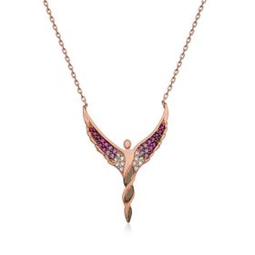 Gumush T5320 Rose Kanatlı Melek Kadın Gümüş Kolye