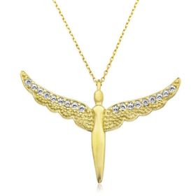 Gumush T5321 Gold Kanatlı Melek Kadın Gümüş Kolye
