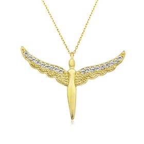 Gumush T5321 Gold Kanatlı Melek Kadın Gümüş Kolye