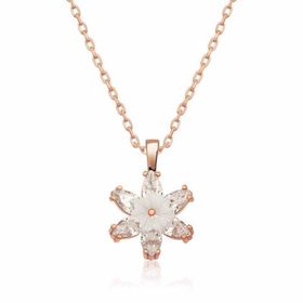 Gumush T5349 Gümüş Rose Beyaz Lotus Çiçeği Kolye