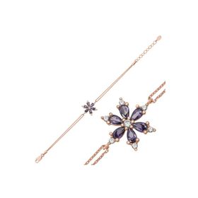 Gumush T5364 PB Mor Lotus Çiçeği Gümüş Bileklik
