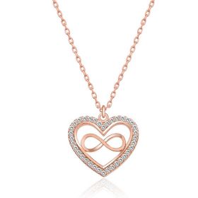Gumush T5369 Rose Kalp Sonsuzluk Kadın Gümüş Kolye