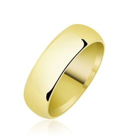 Gumush T5446 PB 6 Mm Düz Bombeli Gold Gümüş Alyans