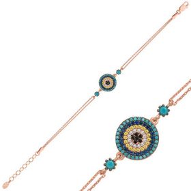 Gumush T5460 PB Rose Nazar Bayan Gümüş Bileklik