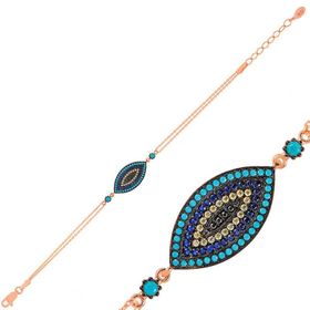 Gumush T5460 PB Rose Nazar Bayan Gümüş Bileklik