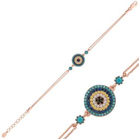 Gumush T5460 PB Rose Nazar Bayan Gümüş Bileklik