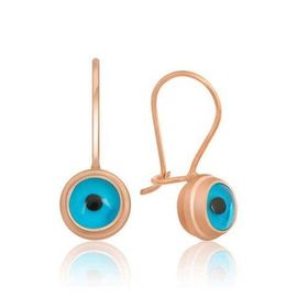 Gumush T5485 PB Göz Sallantılı Rose Nazar Gümüş Küpe