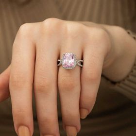 Gumush T5535 PB Pembe Baget Bayan Gümüş Yüzük