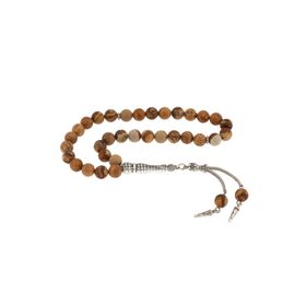 Gumush T5660 PB ​Doğaltaş Metal Püsküllü Jasper Taşı Gümüş Tesbih