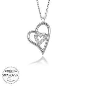 Gumush T5709 Swarovski Taşlı Kalp Kadın Gümüş Kolye