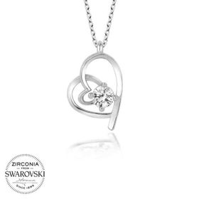 Gumush T5710 Swarovski Taşlı Kalp Kadın Gümüş Kolye