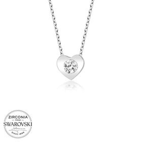 Gumush T5713 Swarovski Taşlı Kalp Gümüş Kadın Kolye