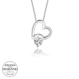 Gumush T5714 Swarovski Taşlı Kalp Gümüş Kadın Kolye