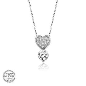 Gumush T5782 PB Swarovski Taşlı Kalp Tektaş Gümüş Kolye