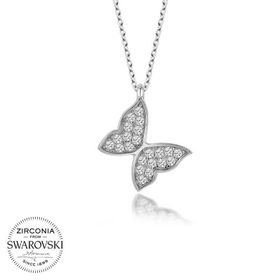 Gumush T5784 PB Swarovski Taşlı Kelebek Gümüş Kolye