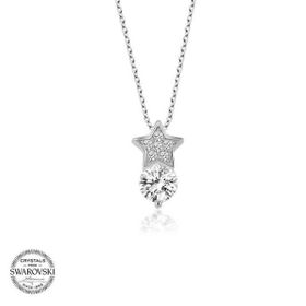 Gumush T5786 PB Swarovski Taşlı Yıldız Tektaş Gümüş Kolye