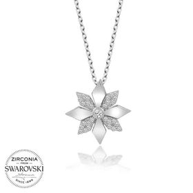 Gumush T5795 Swarovski Taşlı Çiçek Gümüş Kadın Kolye