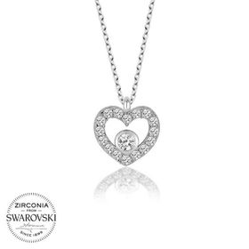 Gumush T5807 Swarovski Taşlı Kalp Gümüş Kadın Kolye