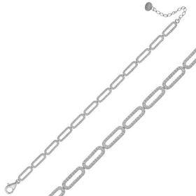Gumush T5878 PB Oval Taşlı Gümüş Bayan Bileklik