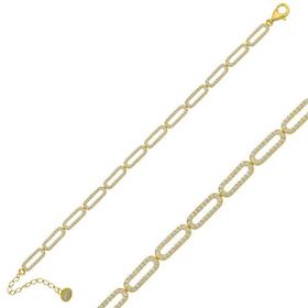 Gumush T5879 Gold Oval Taşlı Gümüş Bayan Bileklik