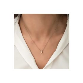 Gumush T5923 3 Boyutlu İ Harf Gümüş Kadın Kolye