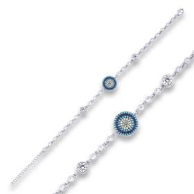 Gumush T5937 PB Nazar Boncuklu Gümüş Bileklik