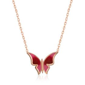 Gumush T5954 Rose Minimal Kelebek Gümüş Bayan Kolye