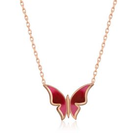Gumush T5954 Rose Minimal Kelebek Gümüş Bayan Kolye