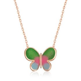 Gumush T5957 Rose Minimal Kelebek Gümüş Bayan Kolye