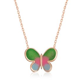 Gumush T5957 Rose Minimal Kelebek Gümüş Bayan Kolye