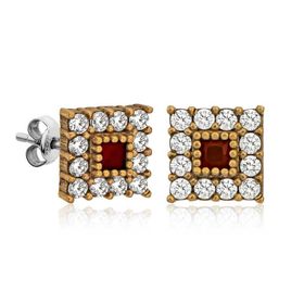 Gumush T5965 PB Otantik Kare Çivili Gümüş Küpe
