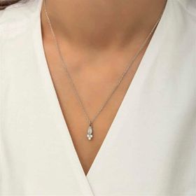 Gumush T5973 PB Yuvarlak Tektaş Gümüş Bayan Kolye