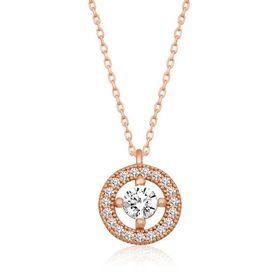 Gumush T5976 Rose Minimal Yuvarlak Tektaş Gümüş Bayan Kolye