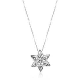 Gumush T6036 PB Beyaz Lotus Çiçeği Bayan Gümüş Kolye