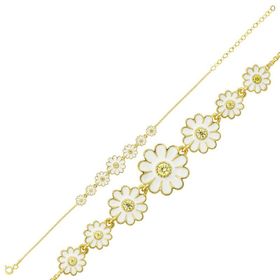 Gumush T6047 Gold Sıralı Papatya Bayan Gümüş Bileklik