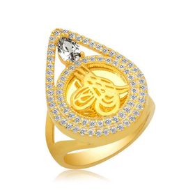 Gumush T6111 Gümüş Gold Tuğralı Kadın Yüzük
